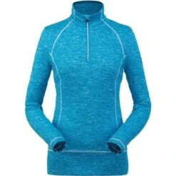 Spyder Accord Zip T-Neck - Women's -Ski Equipment Discounts 194085425 spyn accord zipt lagoon front