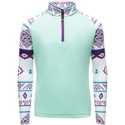 Spyder Surface Zip T-Neck - Girl's 32 Spyder Surface Zip T-Neck - Girl's -Ski Equipment Discounts 196052 spyn surface zt sweater weather print white l