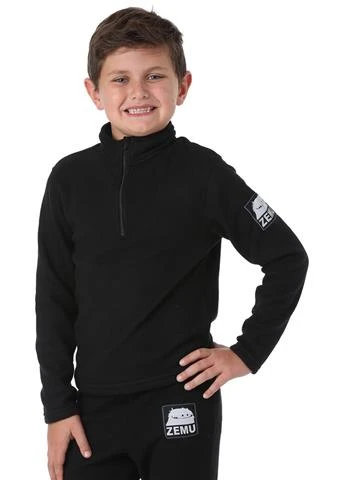 Zemu Junior 1/4 Zip Black Fleece Top - Youth 3 Zemu Junior 1/4 Zip Black Fleece Top - Youth