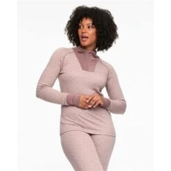 Kari Traa Voss Cashmere Mix Half Zip - Women's -Ski Equipment Discounts 623108 taupe model 1 2223fw