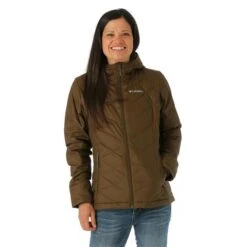 Columbia Heavenly Hooded Jacket - Women's - 2023 Model -Ski Equipment Discounts FW23 Columbia WomensHeavenlyHoodedJacket OliveGreen Model1