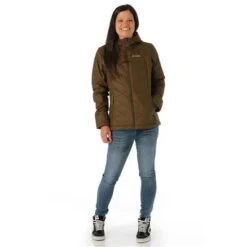 Columbia Heavenly Hooded Jacket - Women's - 2023 Model -Ski Equipment Discounts FW23 Columbia WomensHeavenlyHoodedJacket OliveGreen Model2