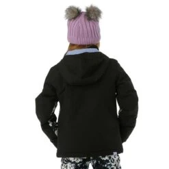 Roxy Galaxy Girl Jacket - Girl's -Ski Equipment Discounts FW23 Roxy GirlsGalaxyJacket TrueBlackBlackFlowers Model4