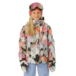 Roxy Jetty Girl Jacket - Girl's -Ski Equipment Discounts FW23 Roxy GirlsJettyJacket TrueBlackTenderness Model1