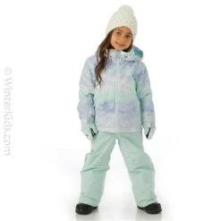 Roxy Snowy Tale Jacket - Girl's -Ski Equipment Discounts FW23 Roxy ToddlerGirlsSnowyTaleJacket FairAquaSeousRg Model2
