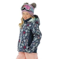 Roxy Snowy Tale Jacket - Girl's -Ski Equipment Discounts FW23 Roxy ToddlerGirlsSnowyTaleJacket MedievalBlueNeo Model1