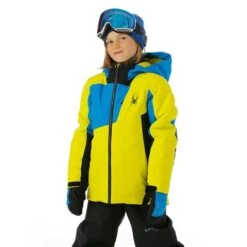 Spyder Ambush Jacket - Boy's -Ski Equipment Discounts FW23 Spyder BoysAmbushJacket Citron Model1