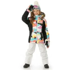 Spyder Zadie Synthetic Down Jacket - Girl's -Ski Equipment Discounts FW23 Spyder GirlsAtlasSyntheticDownJacket LandscapeMulti Model2