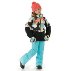 Spyder Conquer Jacket - Girl's -Ski Equipment Discounts FW23 Spyder GirlsConquerJacket LandscapeMulti Model3