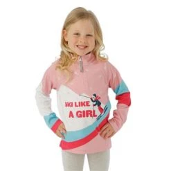 Spyder Reflect Zip T-Neck - Toddler Girl's -Ski Equipment Discounts FW23 Spyder ToddlerGirlsReflectZipTNeck Petal Model1
