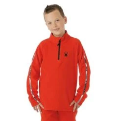Spyder Speed Fleece Zip T-Neck - Youth -Ski Equipment Discounts FW23 Spyder YouthSpeedFleeceZipTNeck Volcano Model