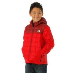 The North Face ThermoBall Hooded Jacket - Boy's -Ski Equipment Discounts FW23 TNF BoysThermoballHoodedJacket Red Model1