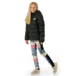 The North Face Reversible North Down Hooded Jacket - Girl's -Ski Equipment Discounts FW23 TNF ReversibleNorthDownHoodedJacket Black Model2