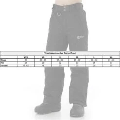 Winter's Edge Avalanche Snow Pants - Kids -Ski Equipment Discounts WE WTR Y02 Chart v3