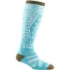 Darn Tough Traverse OTC Lightweight With Cushion With Padded Shin Socks - Women's -Ski Equipment Discounts fw23 darntough traverseotc lightweightpaddedsocks aqua