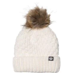 686 Majesty Cable Knit Beanie - Women's -Ski Equipment Discounts fw23 686 womensmajestycableknitbeanie white