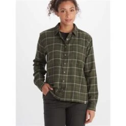 Marmot Fairfax Boyfriend Midweight Flannel - Women's -Ski Equipment Discounts fw23 marmot womensfairfaxboyfriendmidweightflannel nori 1