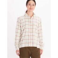 Marmot Fairfax Boyfriend Midweight Flannel - Women's -Ski Equipment Discounts fw23 marmot womensfairfaxboyfriendmidweightflannel papyrus 1