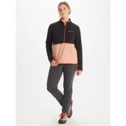 Marmot Rocklin 1/2 Zip - Women's -Ski Equipment Discounts fw23 marmot womensrocklinhalfzip blackrosegold 3