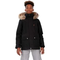 Obermeyer Commuter Jacket W/ Fur - Boy's (Teen) -Ski Equipment Discounts fw23 obermeyer boyscommuterjacketfur black 1