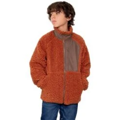 Obermeyer TB Landry Sherpa Jacket - Boy's (Teen) -Ski Equipment Discounts fw23 obermeyer boystblandrysherpajacket terracotta