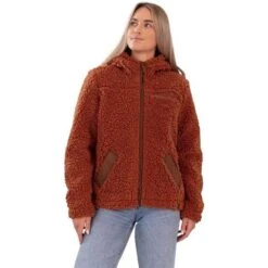 Obermeyer Amelia Sherpa Jacket - Women's -Ski Equipment Discounts fw23 obermeyer womensameliasherpajacket terracotta