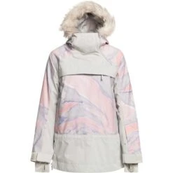 Roxy Chloe Kim Overhead Jacket - Women's -Ski Equipment Discounts fw23 roxy womenschloekimoverheadjacket grayvioletmarble 9
