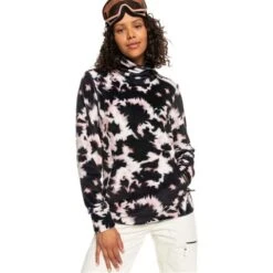 Roxy Deltine Fleece Pullover - Women's -Ski Equipment Discounts fw23 roxy womensdeltinefleecetop trueblacknimal 1
