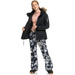 Roxy Nadia Printed Pant - Women's -Ski Equipment Discounts fw23 roxy womensnadiaprintedpant trueblackblackflowrs 5