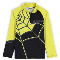 Spyder Web Zip T-Neck - Boy's 15 Spyder Web Zip T-Neck - Boy's -Ski Equipment Discounts fw23 spyder boyswebziptneck blackcitron 1