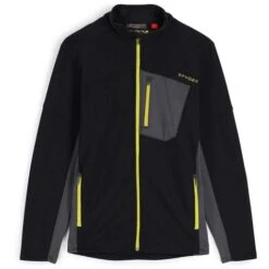 Spyder Bandit Full Zip Fleece Jacket - Men's -Ski Equipment Discounts fw23 spyder mensbanditfullzipfleecejacket blackcitron 1