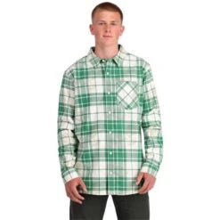 Spyder Creston Flannel - Men's -Ski Equipment Discounts fw23 spyder menscrestonflannel verdantgreen 1