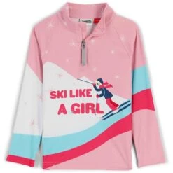 Spyder Reflect Zip T-Neck - Toddler Girl's -Ski Equipment Discounts fw23 spyder toddlergirlsreflectziptneck petal 1