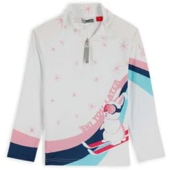 Spyder Reflect Zip T-Neck - Toddler Girl's -Ski Equipment Discounts fw23 spyder toddlergirlsreflectziptneck white 1