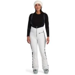 Spyder Strutt Bib Softshell Pant - Women's -Ski Equipment Discounts fw23 spyder womensstruttbibsoftshellpant white 1