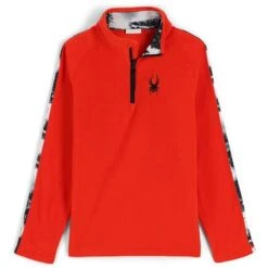 Spyder Speed Fleece Zip T-Neck - Youth -Ski Equipment Discounts fw23 spyder youthspeedfleeceziptneck volcano 1
