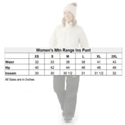 Winter's Edge Mountain Range Insulated Pants - Women's -Ski Equipment Discounts wtr w01 chart v2